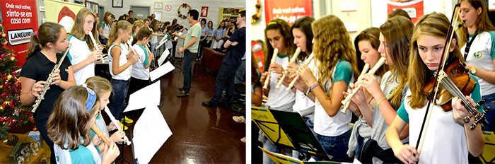 Conjunto Instrumental do Colégio Teutônia realiza Cantata Natalina itinerante, com 16 apresentações em empresas e entidades de Teutônia e Westfália.